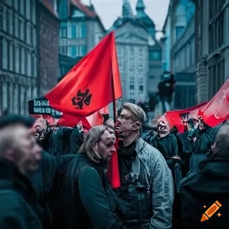 Activists protesting against fascism in Denmark on Craiyon
