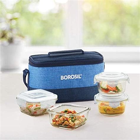 Buy Borosil Klip n Store Lunchbox with Bag | Set of 2 (370ml Each ...