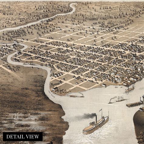 1867 Green Bay City & Fort Howard City Wisconsin Map Wall Art Print ...