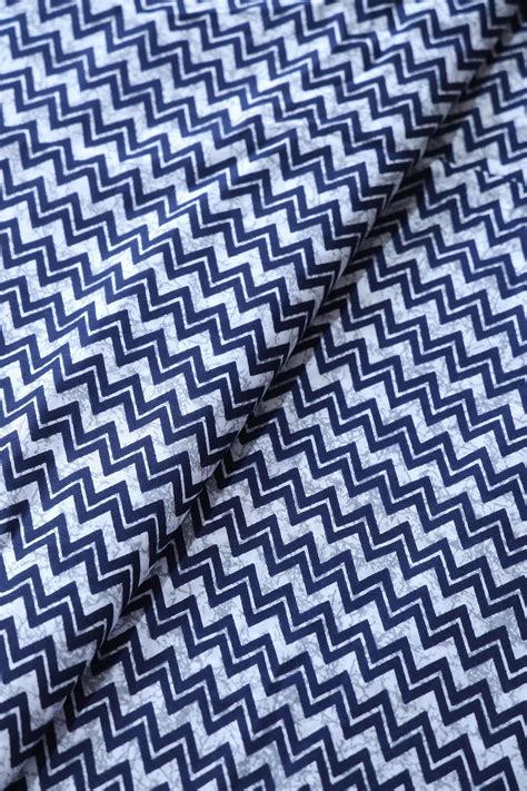 Navy Blue White Chevron Print - Cotton Fabrics for Crafting