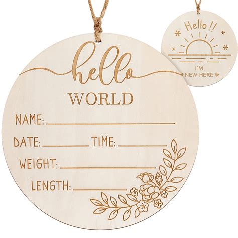 Buy Baby Announcement Sign, Wooden Baby Name Sign for Nursery, Hello ...
