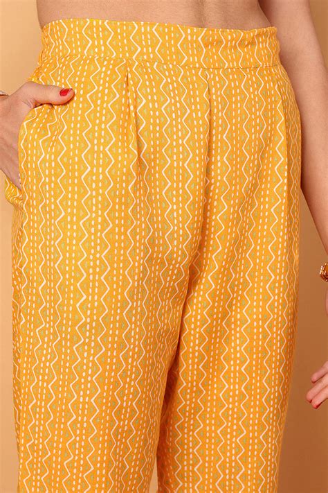 Yellow Poly Cotton Bandhani Printed Straight Suit Set VKSKD2093 – Ahika