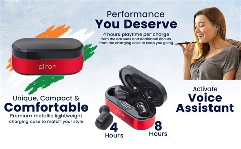 Ptron Bassbuds Plus 5.0 Bluetooth Truly Wireless in Ear Earbuds with ...