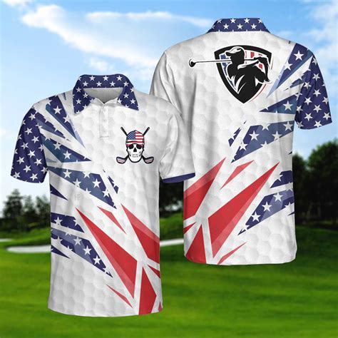 American Flag Golf Skull Polo Shirt - Bluefink