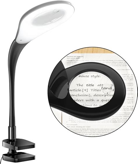 deeloop Magnifying Glass with Light, Flexible Gooseneck 3X&5X Glass Lens LED Magnifying Desk ...