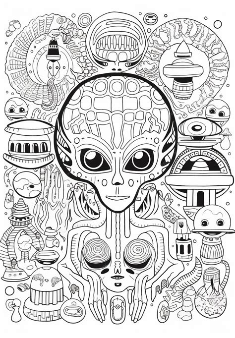 Alien Head Coloring Page 的图像结果