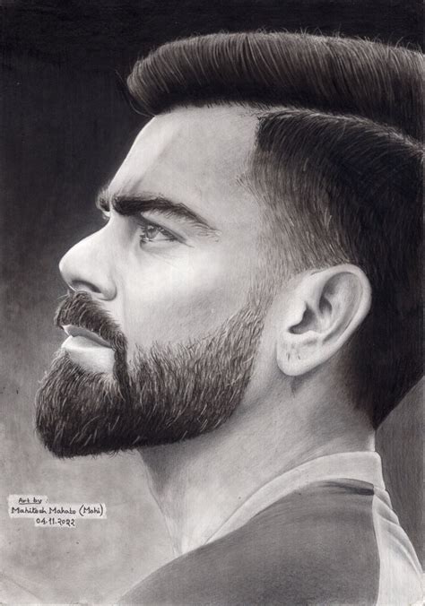 Virat Kohli pencil sketch by MahiART | Pencil sketch portrait, Side face drawing, Anime drawing ...