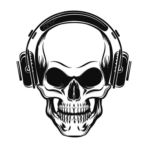 Hand Drawn Human Vector Art PNG, Hand Drawn Human Skull With Headphones ...