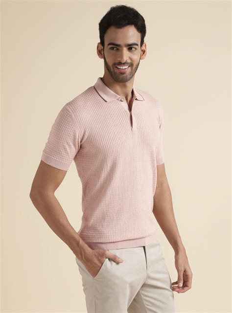 Buy Faded Ceramic Pink Polo | Semi Casual Pink Solid Polos for Men ...