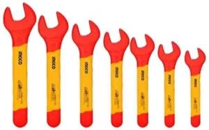 INGCO 7 Pcs Insulated Open End Spanners Set Single Sided Combination ...