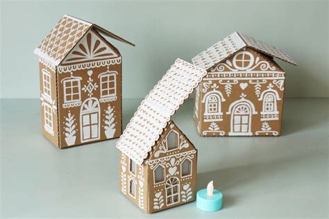 Gingerbread-style cardboard houses | Pebeo | Cardboard gingerbread ...