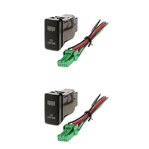 UJEAVETTE 2 Pieces White+Red Car LED Light Bar Push Button Switch On ...