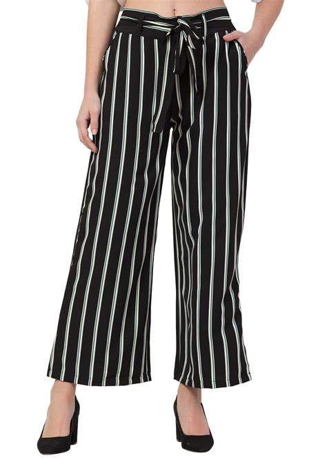 Get Tie Knot Detail Black Striped Palazzo at ₹ 1029 | LBB Shop
