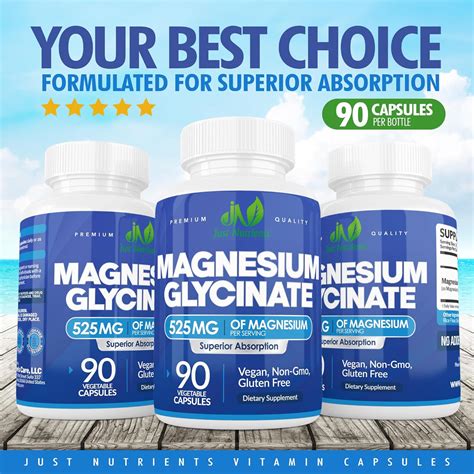 Glicinato de magnesio de 525 mg Más de 500 mg de glicinato de magnesio elemental de primera ...