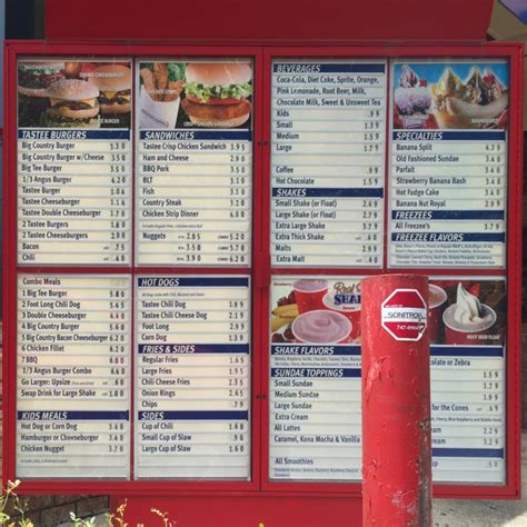 Tastee Freez Summerville Menu