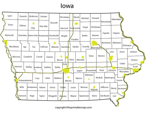 Iowa County Map | County Map of Iowa with Cities