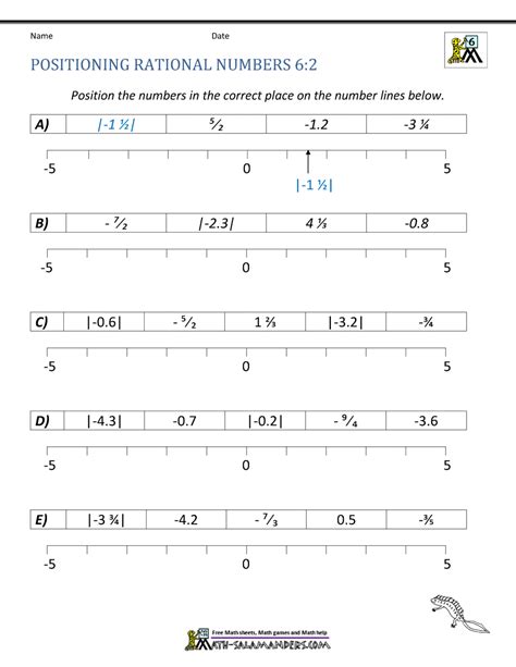 Image result for Number Line Worksheet for Grade 6 PDF