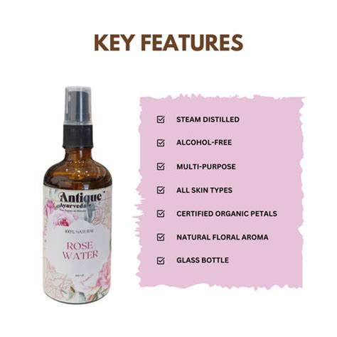 Pure Organic Rose Water – Steam Distilled | Antique Ayurveda – ANTIQUE ...