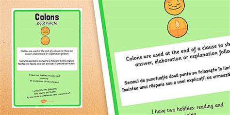 Colon Punctuation Poster Romanian Translation (teacher made)