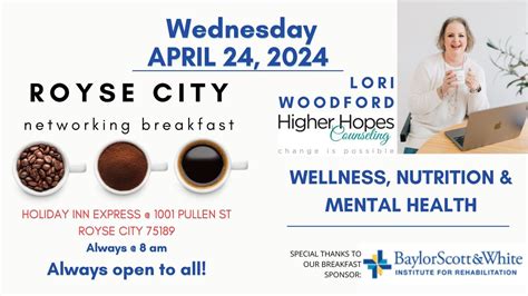 Royse City Networking Breakfast - SPECIAL GUEST LORI WOODFORD, Holiday ...