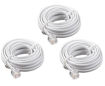 RJ11 4P4C Plug Male to Male 10FT / 3Meters Long for Landline Telephone ...