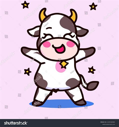 Cute Chibi Cow Kawaii Illustration Cow Stock Vector (Royalty Free ...