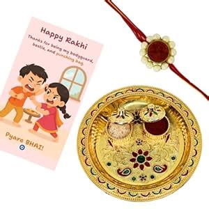 Buy JWELLA Pearl Design Rakhi with Quirky Card, Roli & Decorative Pooja ...