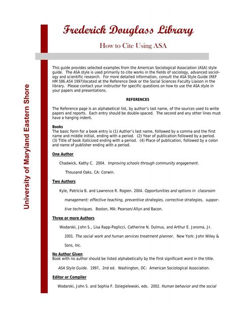 Printable ASA Citation Style - University of Maryland Eastern Shore