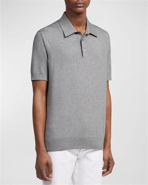 ZEGNA Men's Cashmere-Cotton Polo Shirt | Neiman Marcus