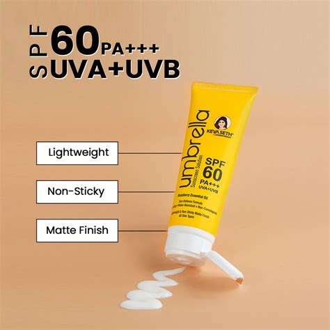 Umbrella Sunscreen SPF 60 | Matte, No White Cast, Raspberry Oil, 100ml ...