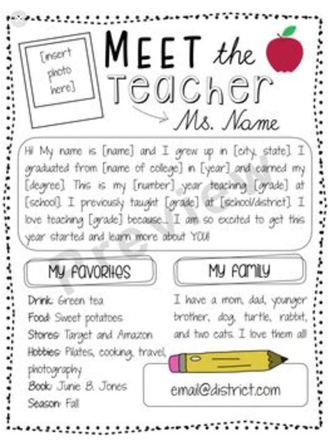 Free Printable Meet The Teacher Template - Educational Printable Activities