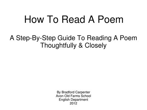 Image result for How to Read Poem