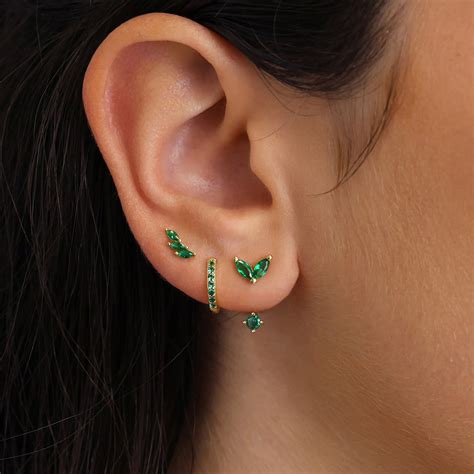 Emerald Marquise Front Back Stud Earring Sets – Eyrful Artistry