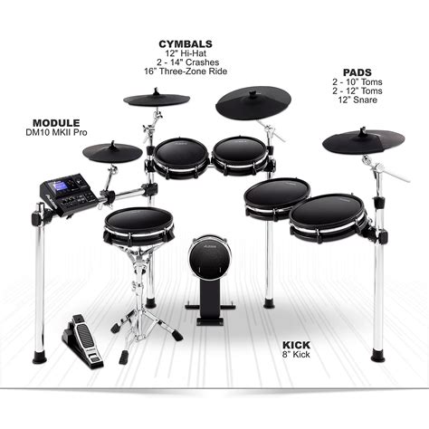 Alesis DM10 MKII Pro Kit Premium Ten-Piece Electronic Drum Kit with ...