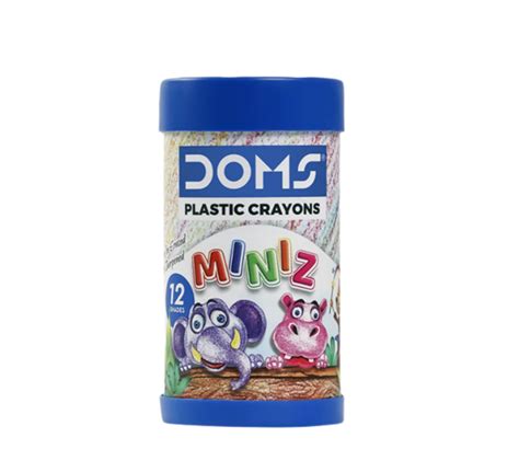 DOMS Plastic Crayons 12 Shades Miniz – Vibrant Colours for Kids’ Art a ...