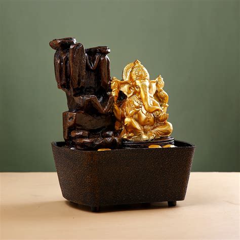 Majestic Shree Ganesha Water Fountain Showpiece
