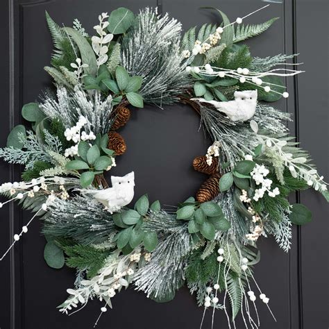 Amazon.com: Pinkpuii Winter Wreaths for Front Door 24 Inch Snowy ...