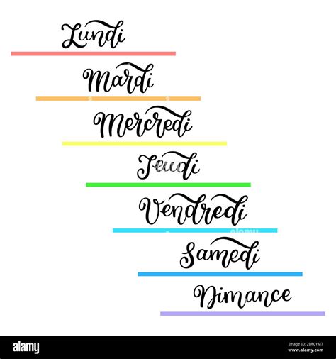 Days of the week french Stock Vector Images - Alamy