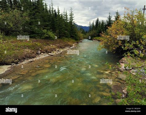 Little Crystal Clear Creek At Lake Louise Banff National Park Stock ...