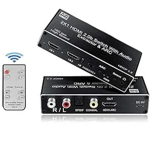Buy Tobo HDMI Switch Audio Extractor, HDMI Switch Splitter 2 Inputs 1 ...