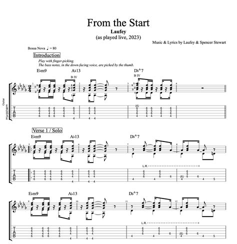 "From the Start" (Live) · Laufey || Guitar: Tab + Chords + Sheet music ...