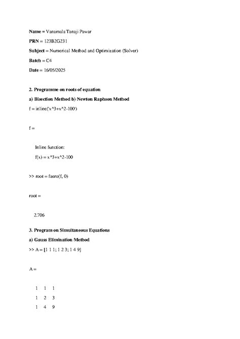 NMO 228 Final Exam: Numerical Methods & Optimization Programs - Studocu