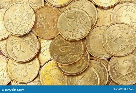 Pile of 20 Cents Euro Coins Stock Photo - Image of cent, copper: 49653794