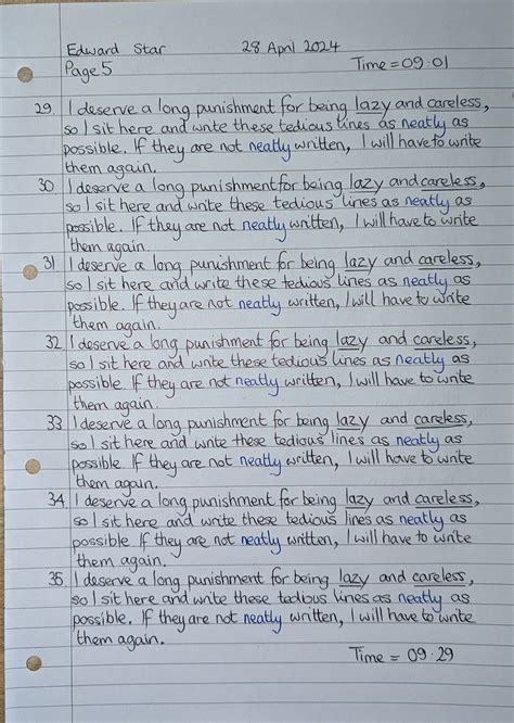 Linewriting punishment, repetition I have rejected Edwards first set of ...