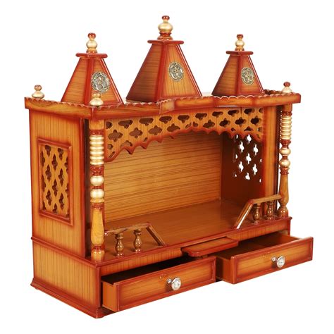 Pratishtha Brown Gold Solid Wood Wall Mount Mandir for Home – DZYN ...