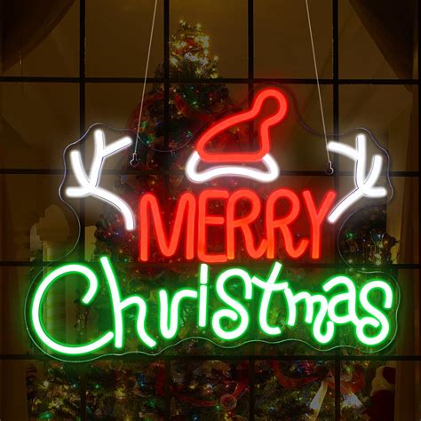 Amazon.com : Merry Christmas Neon Sign Christmas LED Signs Dimmable ...