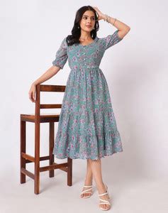 Selvia Women A-line Multicolor Knee Length Dress - Buy Selvia Women A ...