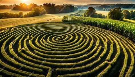 Cornfield Maze Design with Twisting Pathways | Premium AI-generated image