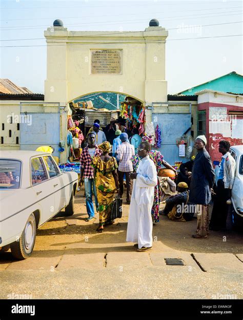 Royal Albert market's gateway, Banjul, Gambia, West Africa Stock Photo ...