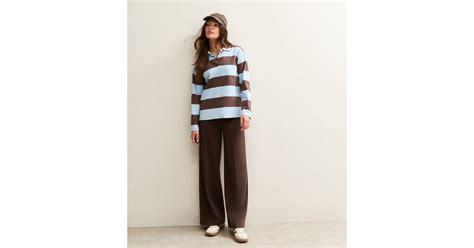 Brown Wide Leg Pressed Crease Trousers | New Look